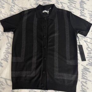 Black and Gray Button-Up Shirt